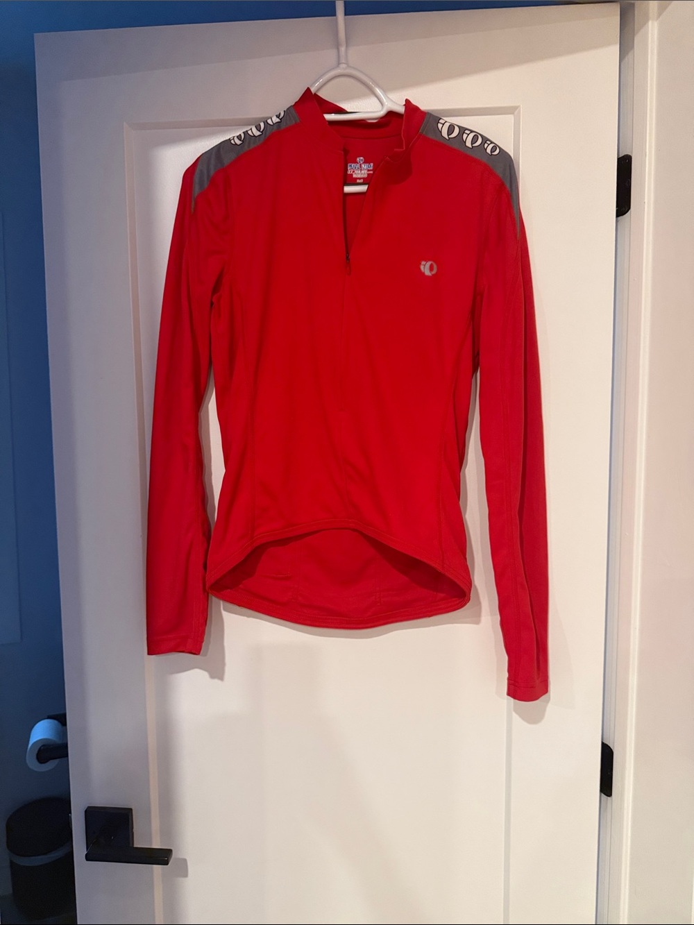 Pearl Izumi Women's Long Sleeve Cycling Jersey in Red with Gray Accents